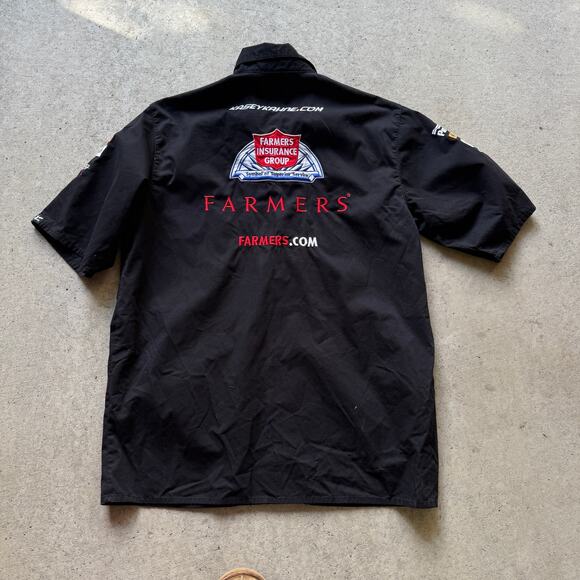 Men's Chase Authentics Kasey Kahne NASCAR Black Pit Crew Team Snap Shirt Sz XL - Picture 3 of 7